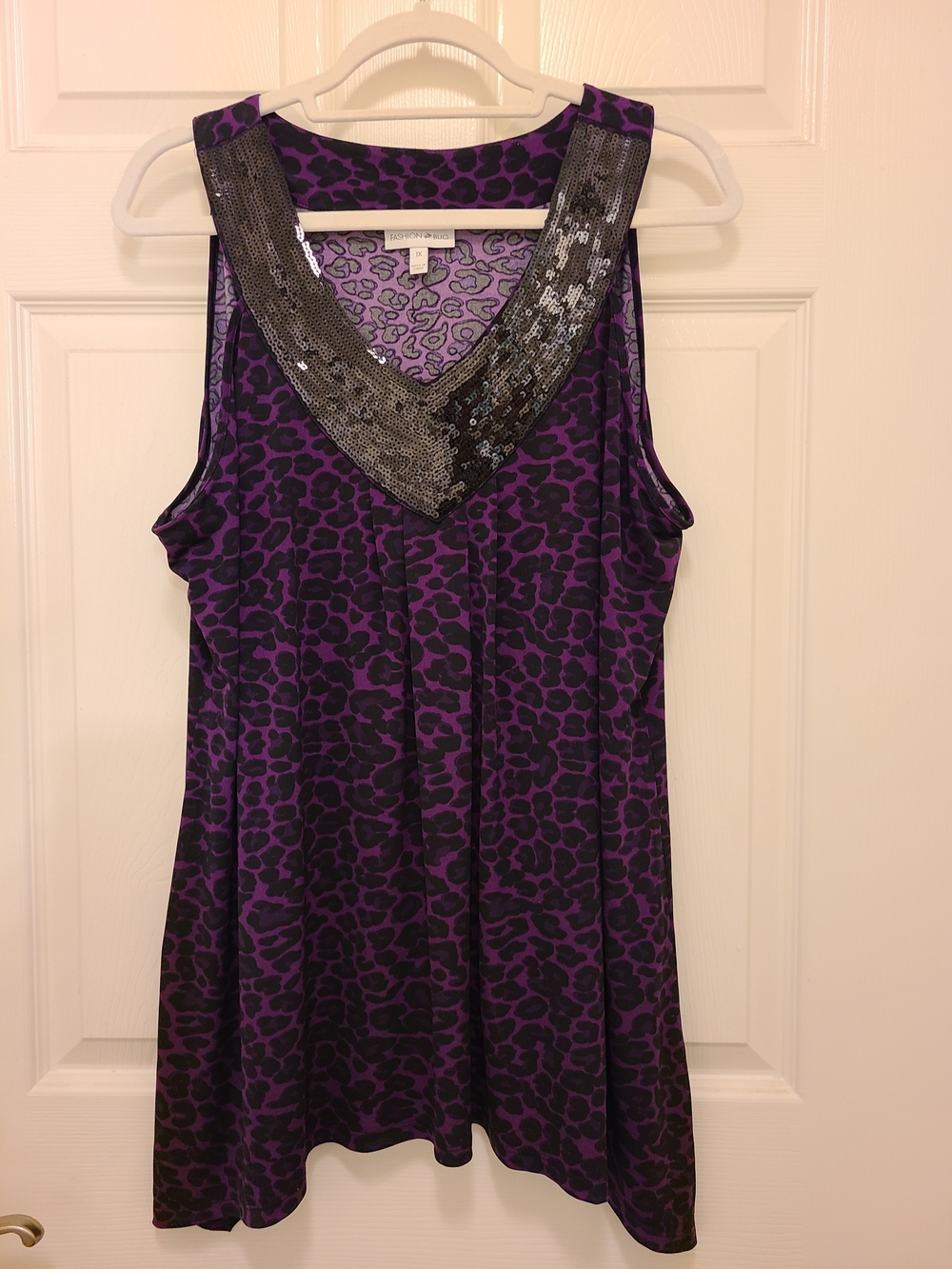 Fashion Bug Purple and Black Leopard Print Top